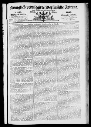 Königlich privilegirte Berlinische Zeitung von Staats- und gelehrten Sachen vom 07.10.1883