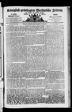 Königlich privilegirte Berlinische Zeitung von Staats- und gelehrten Sachen vom 08.10.1883