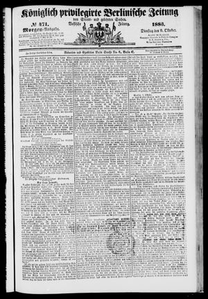 Königlich privilegirte Berlinische Zeitung von Staats- und gelehrten Sachen vom 09.10.1883