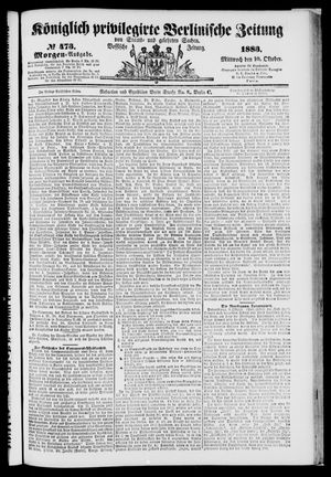 Königlich privilegirte Berlinische Zeitung von Staats- und gelehrten Sachen vom 10.10.1883