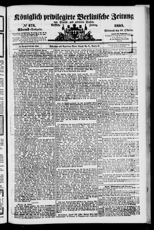 Königlich privilegirte Berlinische Zeitung von Staats- und gelehrten Sachen vom 10.10.1883