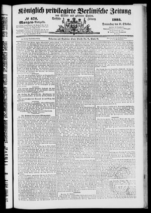 Königlich privilegirte Berlinische Zeitung von Staats- und gelehrten Sachen vom 11.10.1883