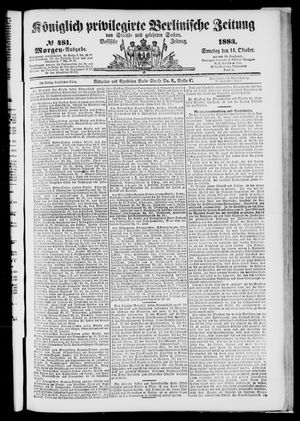 Königlich privilegirte Berlinische Zeitung von Staats- und gelehrten Sachen vom 14.10.1883