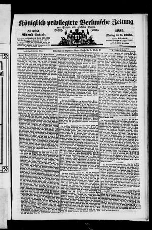 Königlich privilegirte Berlinische Zeitung von Staats- und gelehrten Sachen vom 15.10.1883