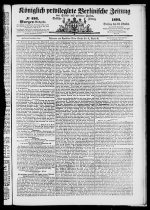 Königlich privilegirte Berlinische Zeitung von Staats- und gelehrten Sachen vom 16.10.1883