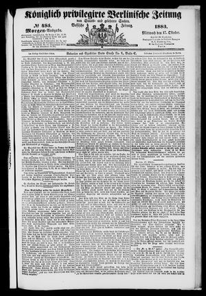 Königlich privilegirte Berlinische Zeitung von Staats- und gelehrten Sachen vom 17.10.1883
