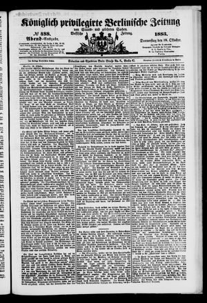 Königlich privilegirte Berlinische Zeitung von Staats- und gelehrten Sachen vom 18.10.1883