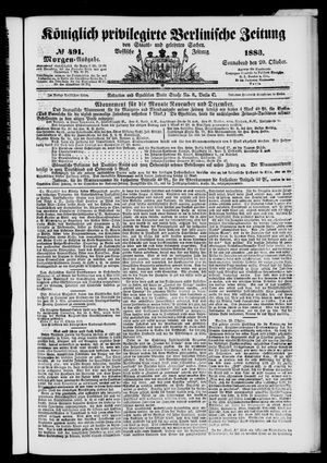 Königlich privilegirte Berlinische Zeitung von Staats- und gelehrten Sachen vom 20.10.1883