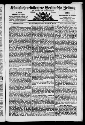 Königlich privilegirte Berlinische Zeitung von Staats- und gelehrten Sachen vom 20.10.1883