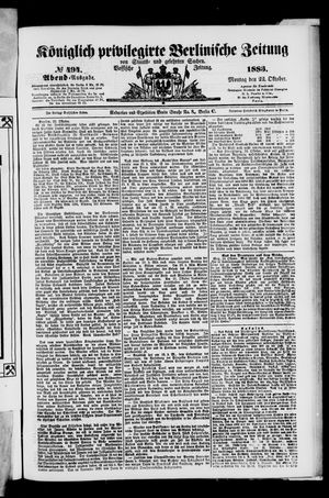 Königlich privilegirte Berlinische Zeitung von Staats- und gelehrten Sachen vom 22.10.1883