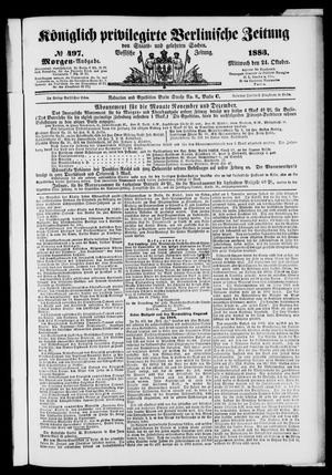 Königlich privilegirte Berlinische Zeitung von Staats- und gelehrten Sachen vom 24.10.1883