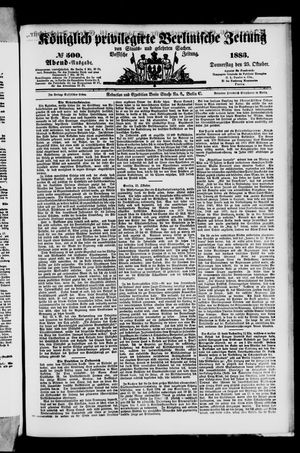 Königlich privilegirte Berlinische Zeitung von Staats- und gelehrten Sachen vom 25.10.1883