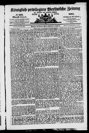 Königlich privilegirte Berlinische Zeitung von Staats- und gelehrten Sachen vom 30.10.1883