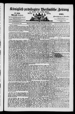 Königlich privilegirte Berlinische Zeitung von Staats- und gelehrten Sachen vom 03.11.1883