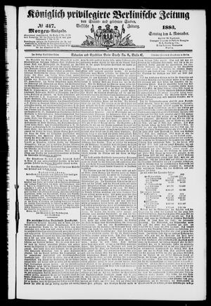 Königlich privilegirte Berlinische Zeitung von Staats- und gelehrten Sachen vom 04.11.1883