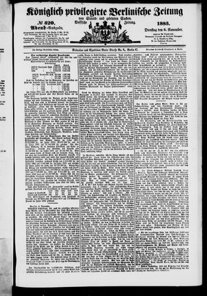 Königlich privilegirte Berlinische Zeitung von Staats- und gelehrten Sachen vom 06.11.1883
