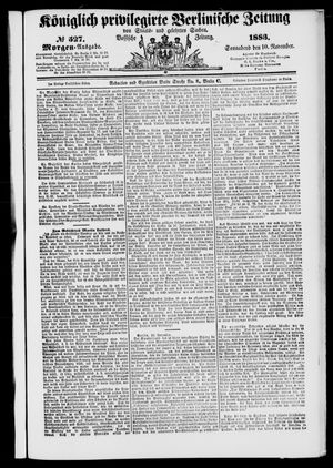 Königlich privilegirte Berlinische Zeitung von Staats- und gelehrten Sachen vom 10.11.1883