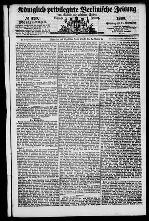 Königlich privilegirte Berlinische Zeitung von Staats- und gelehrten Sachen vom 11.11.1883