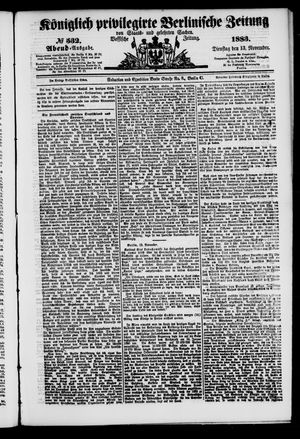 Königlich privilegirte Berlinische Zeitung von Staats- und gelehrten Sachen vom 13.11.1883