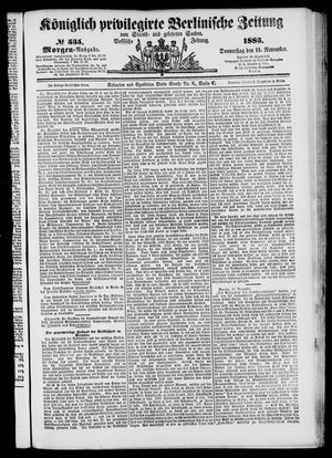 Königlich privilegirte Berlinische Zeitung von Staats- und gelehrten Sachen vom 15.11.1883