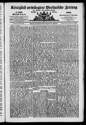 Königlich privilegirte Berlinische Zeitung von Staats- und gelehrten Sachen vom 17.11.1883