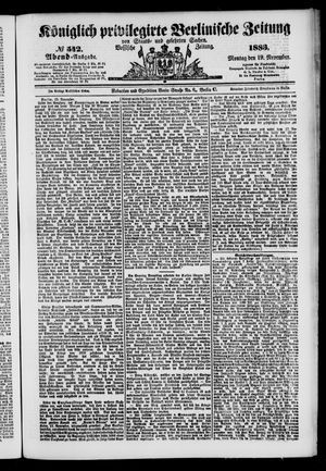 Königlich privilegirte Berlinische Zeitung von Staats- und gelehrten Sachen vom 19.11.1883