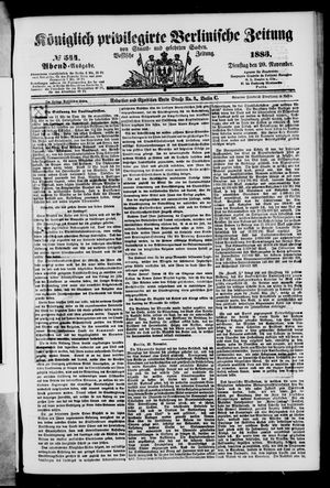 Königlich privilegirte Berlinische Zeitung von Staats- und gelehrten Sachen vom 20.11.1883