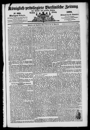 Königlich privilegirte Berlinische Zeitung von Staats- und gelehrten Sachen vom 21.11.1883