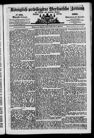 Königlich privilegirte Berlinische Zeitung von Staats- und gelehrten Sachen vom 21.11.1883