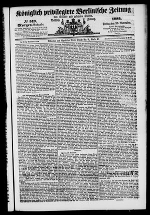 Königlich privilegirte Berlinische Zeitung von Staats- und gelehrten Sachen vom 23.11.1883