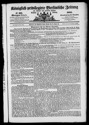 Königlich privilegirte Berlinische Zeitung von Staats- und gelehrten Sachen vom 24.11.1883