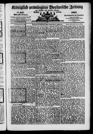 Königlich privilegirte Berlinische Zeitung von Staats- und gelehrten Sachen vom 24.11.1883