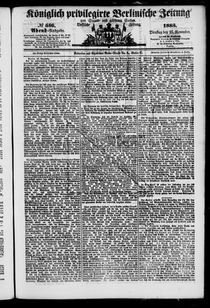 Königlich privilegirte Berlinische Zeitung von Staats- und gelehrten Sachen vom 27.11.1883