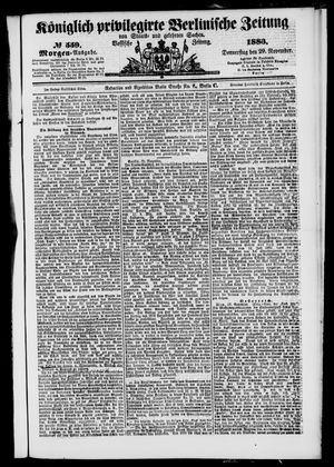 Königlich privilegirte Berlinische Zeitung von Staats- und gelehrten Sachen vom 29.11.1883