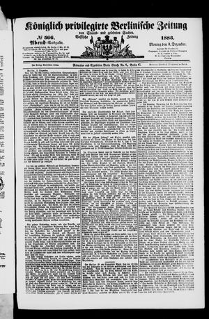 Königlich privilegirte Berlinische Zeitung von Staats- und gelehrten Sachen vom 03.12.1883