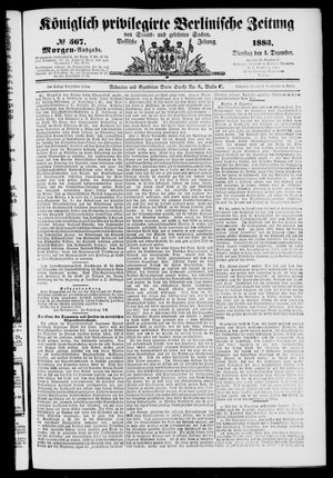 Königlich privilegirte Berlinische Zeitung von Staats- und gelehrten Sachen vom 04.12.1883