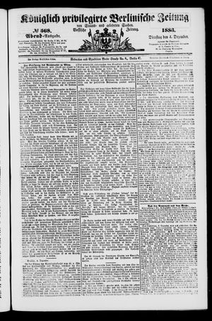 Königlich privilegirte Berlinische Zeitung von Staats- und gelehrten Sachen vom 04.12.1883