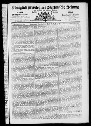 Königlich privilegirte Berlinische Zeitung von Staats- und gelehrten Sachen vom 06.12.1883