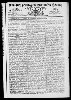 Königlich privilegirte Berlinische Zeitung von Staats- und gelehrten Sachen vom 07.12.1883
