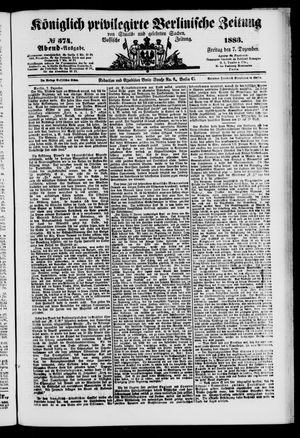 Königlich privilegirte Berlinische Zeitung von Staats- und gelehrten Sachen vom 07.12.1883