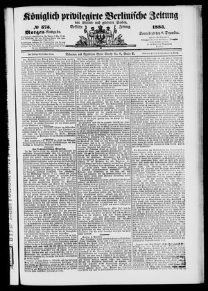 Königlich privilegirte Berlinische Zeitung von Staats- und gelehrten Sachen vom 08.12.1883