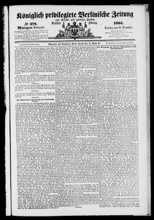 Königlich privilegirte Berlinische Zeitung von Staats- und gelehrten Sachen vom 11.12.1883