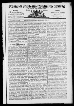 Königlich privilegirte Berlinische Zeitung von Staats- und gelehrten Sachen vom 12.12.1883