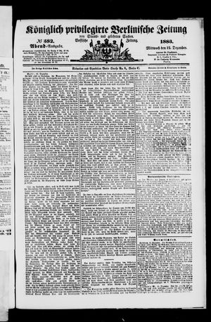 Königlich privilegirte Berlinische Zeitung von Staats- und gelehrten Sachen vom 12.12.1883