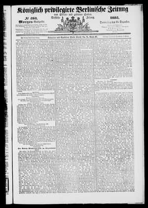 Königlich privilegirte Berlinische Zeitung von Staats- und gelehrten Sachen vom 13.12.1883