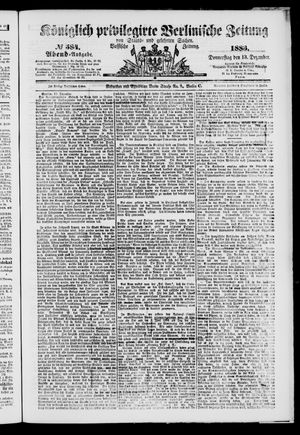 Königlich privilegirte Berlinische Zeitung von Staats- und gelehrten Sachen vom 13.12.1883