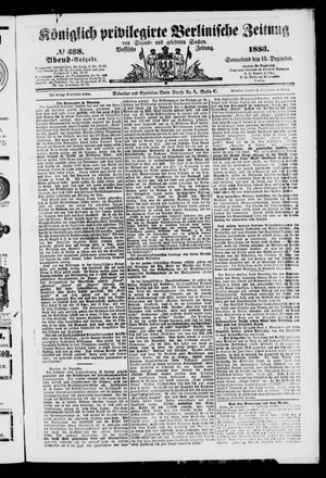 Königlich privilegirte Berlinische Zeitung von Staats- und gelehrten Sachen vom 15.12.1883