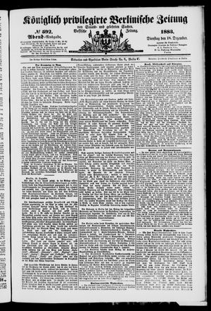 Königlich privilegirte Berlinische Zeitung von Staats- und gelehrten Sachen vom 18.12.1883