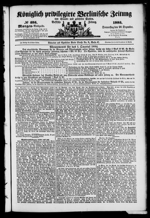 Königlich privilegirte Berlinische Zeitung von Staats- und gelehrten Sachen vom 20.12.1883