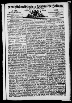 Königlich privilegirte Berlinische Zeitung von Staats- und gelehrten Sachen vom 22.12.1883
